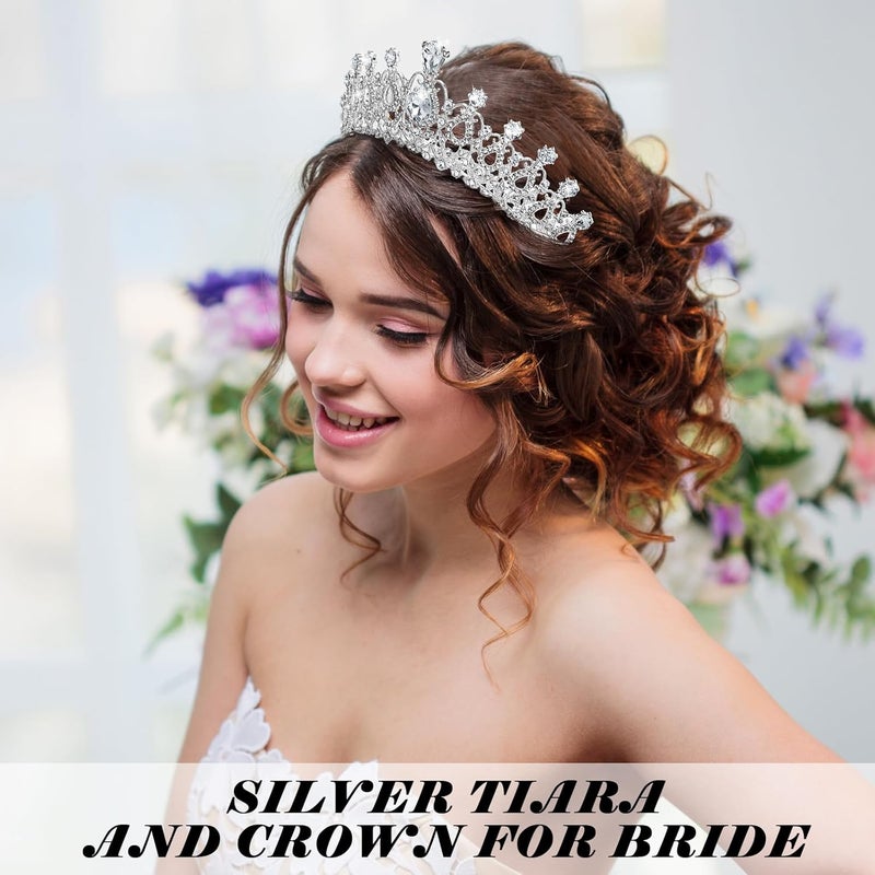 Loetere 12 Pcs Crystal Tiara and Princess Crown with Comb Crown Rhinestone Women Girls Tiara Headpiece Queen Hair Accessories for Birthday Party Wedding Prom Halloween Cosplay Costume - Image 4